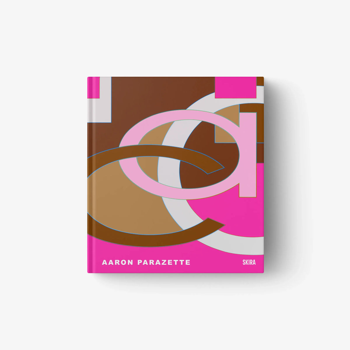 Aaron Parazette art book cover with pink, brown, and gold abstract pattern