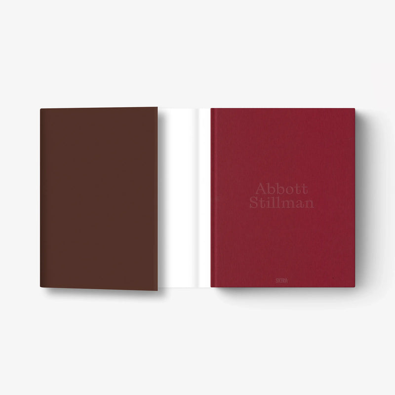 Art book with brown and burgundy covers, title text on right cover