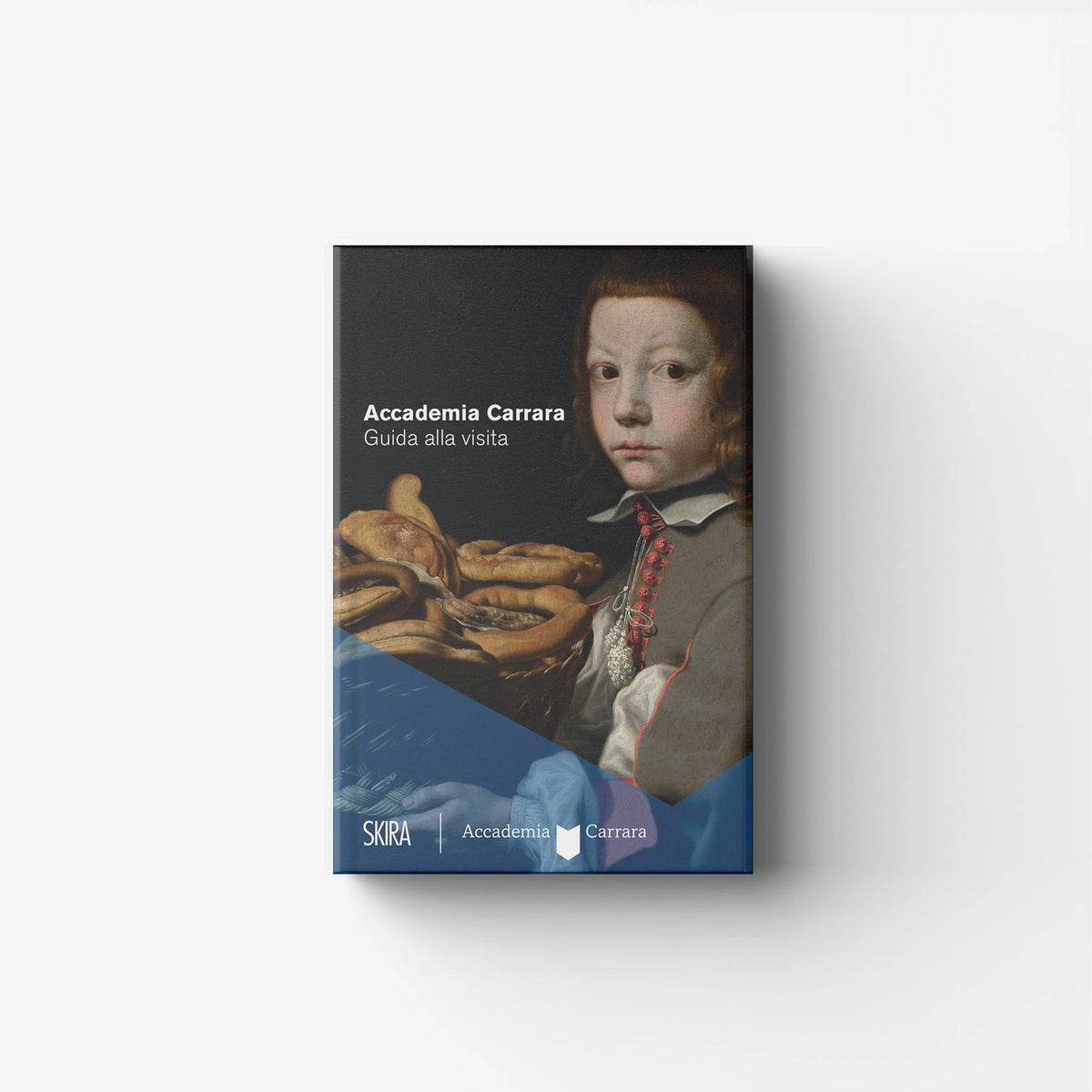 Art museum visit guide book by Skira Arte for Accademia Carrara, black cover with portrait artwork and title text