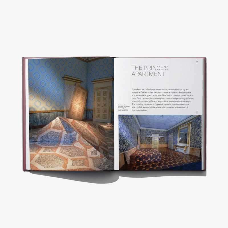 Open ALCANTARA art book featuring interior room photos and headings