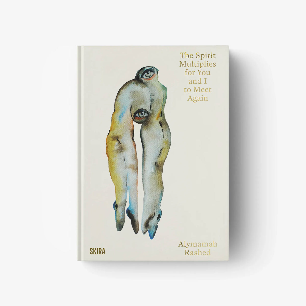 Hardcover art book cover with two abstract figures in light blue and teal