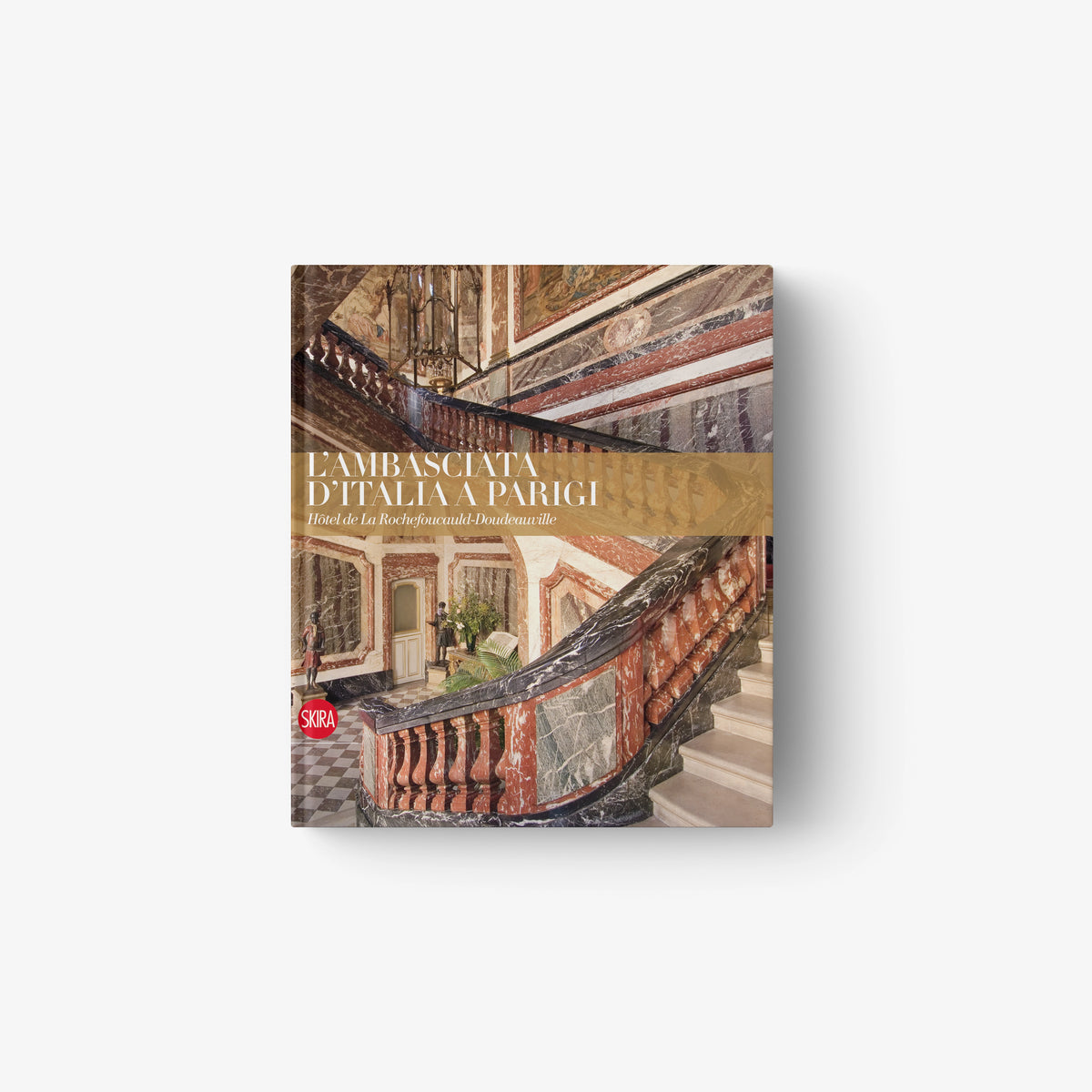 Illustrated book cover with arched building facade and Italian title text, folded corner
