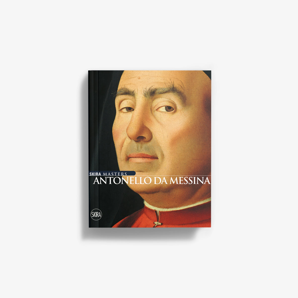 Renaissance portrait art print booklet cover with man's face in warm tones