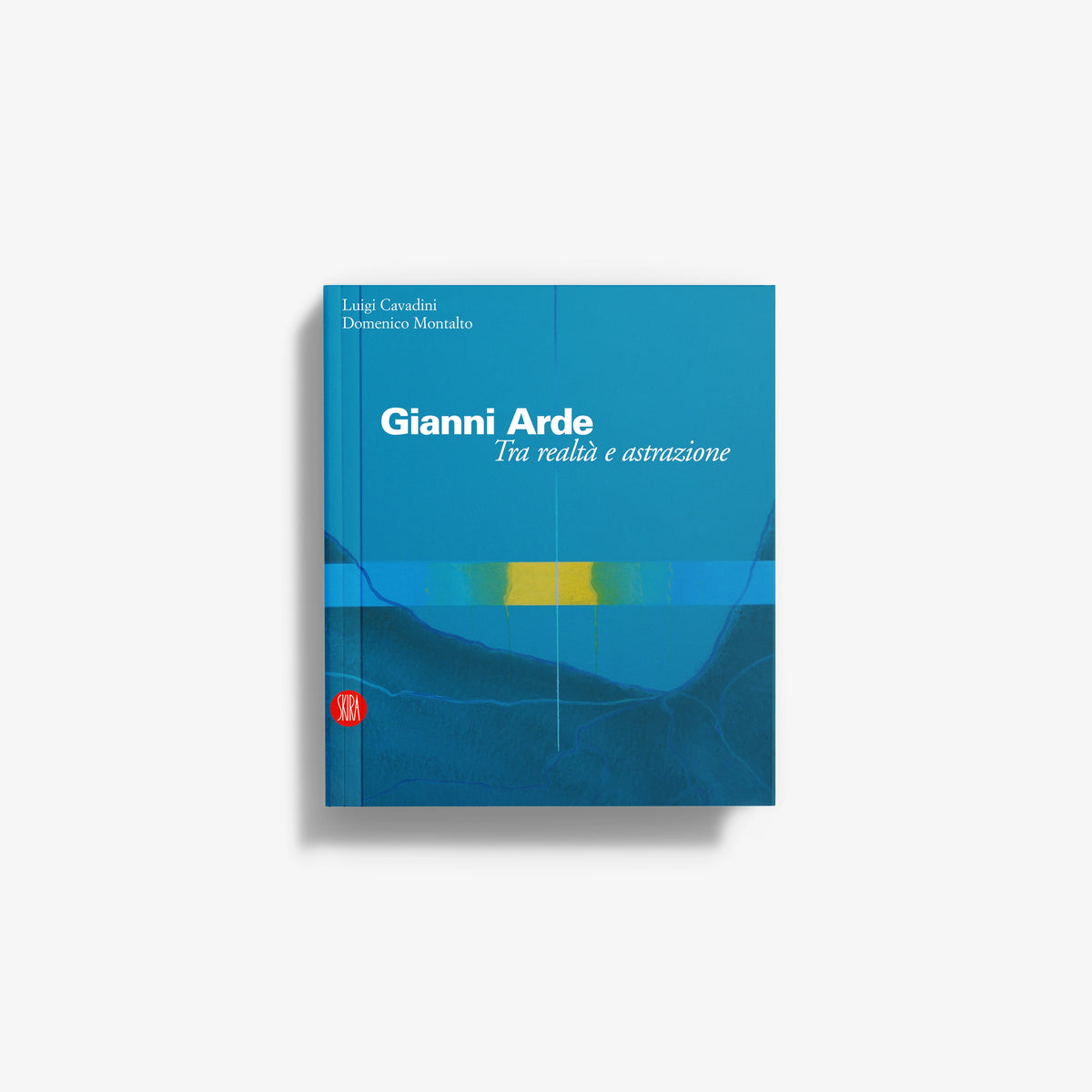 Hardcover art book with blue abstract cover and white title text