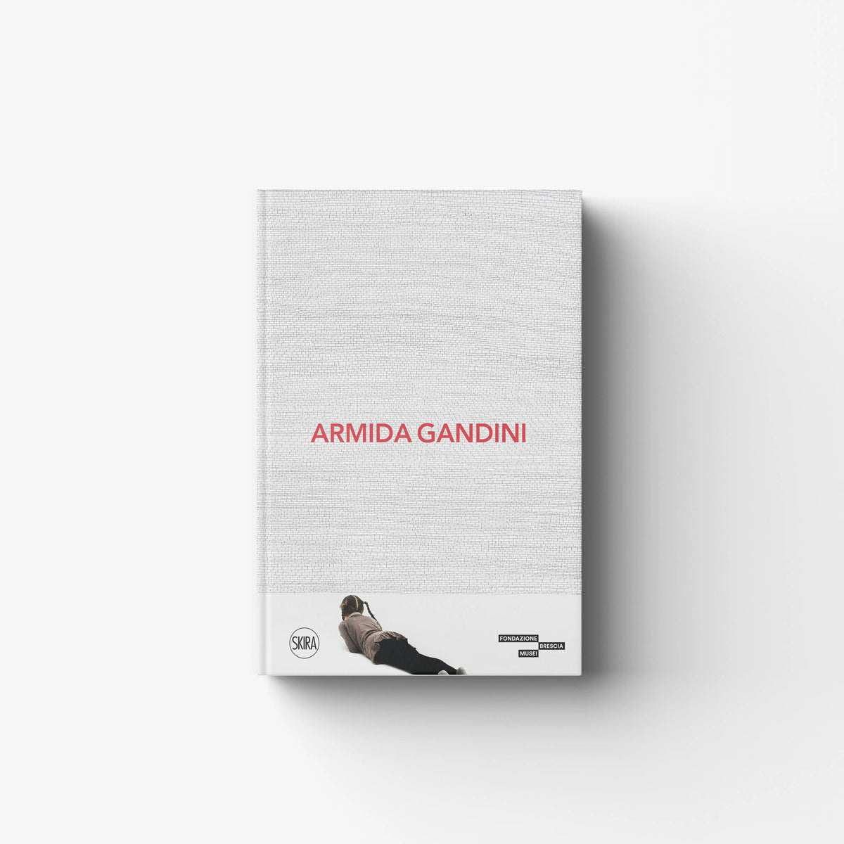 Contemporary art book by Skira Arte, Armida Gandini, white brick wall cover with red title text
