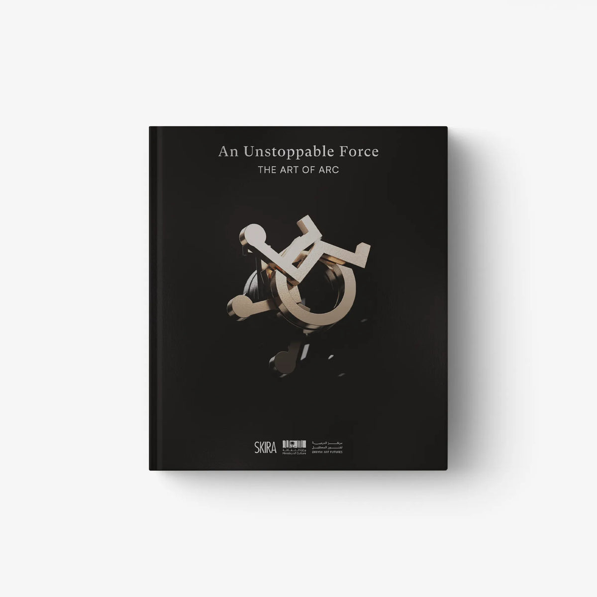 Dark cover art book titled 'An Unstoppable Force' with abstract metallic emblem.