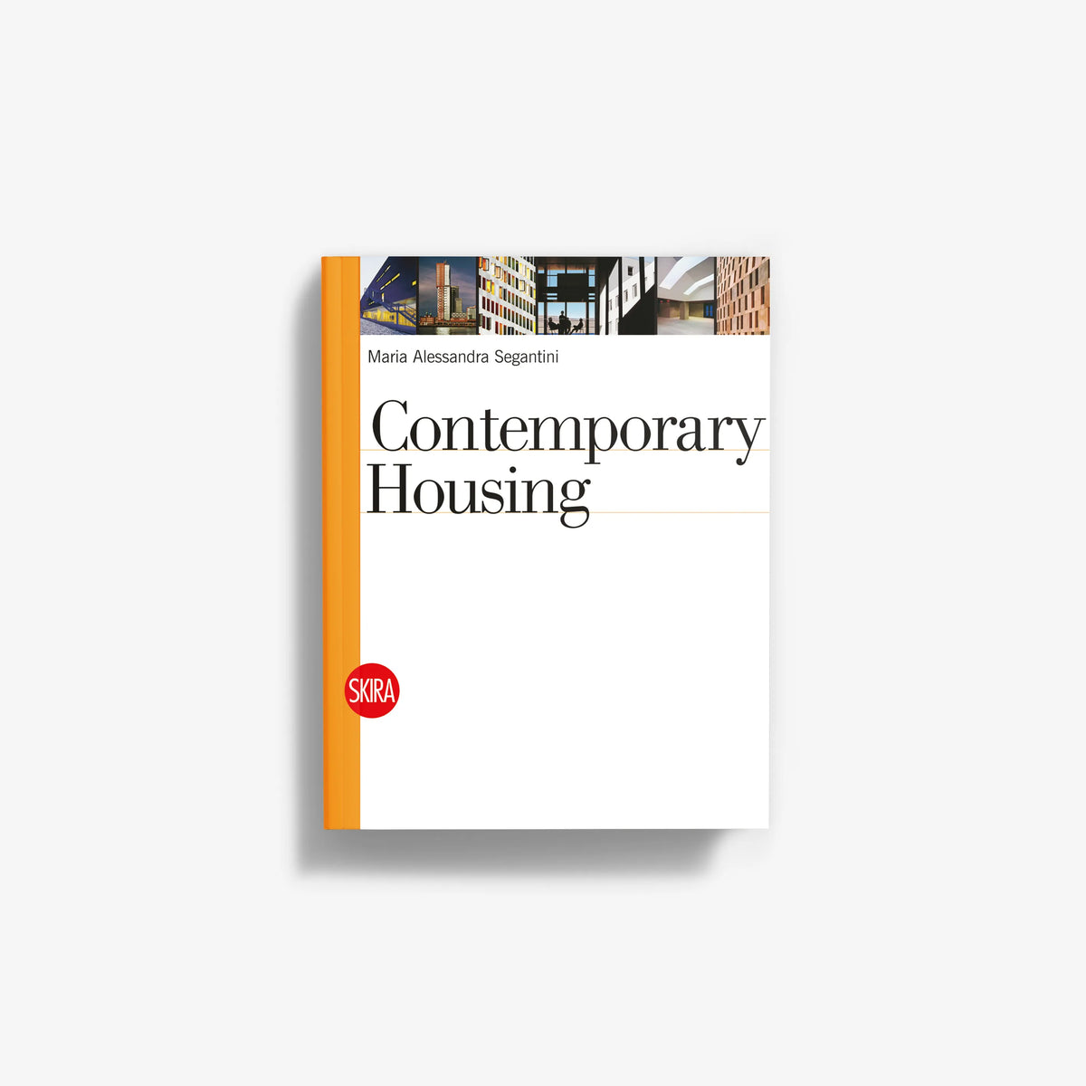 Contemporary Housing book cover with illustrated city scene and white title page