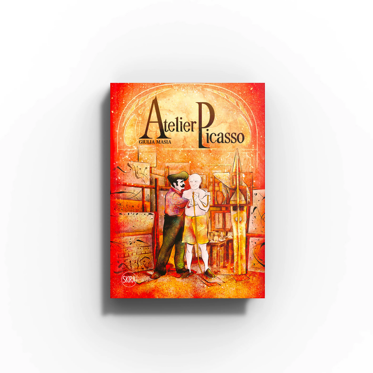Graphic novel Atelier Picasso by Skira Arte in Italian edition, hardback book with illustrated cover in red and gold