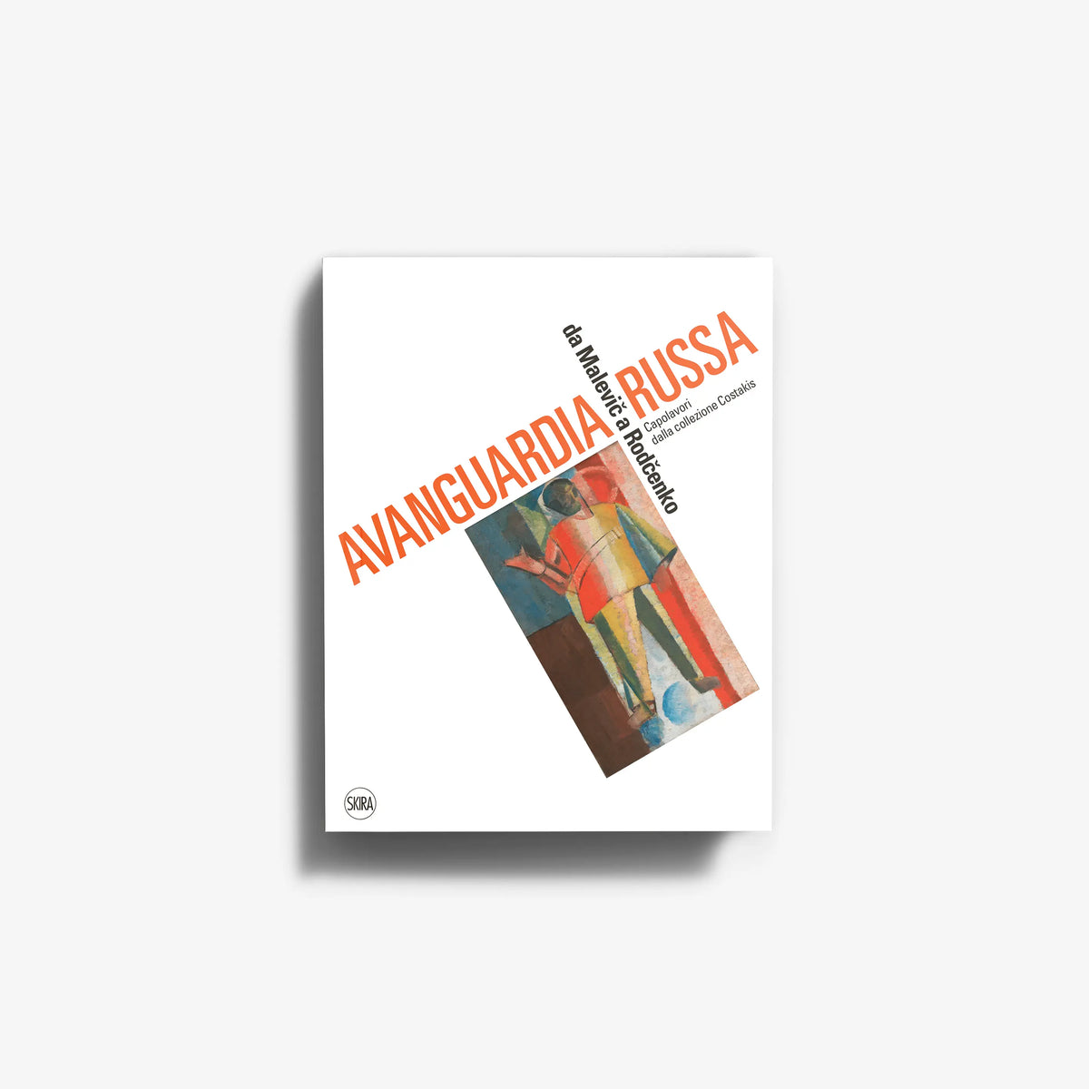 Russian avant-garde art book cover with orange and multicolor geometric collage