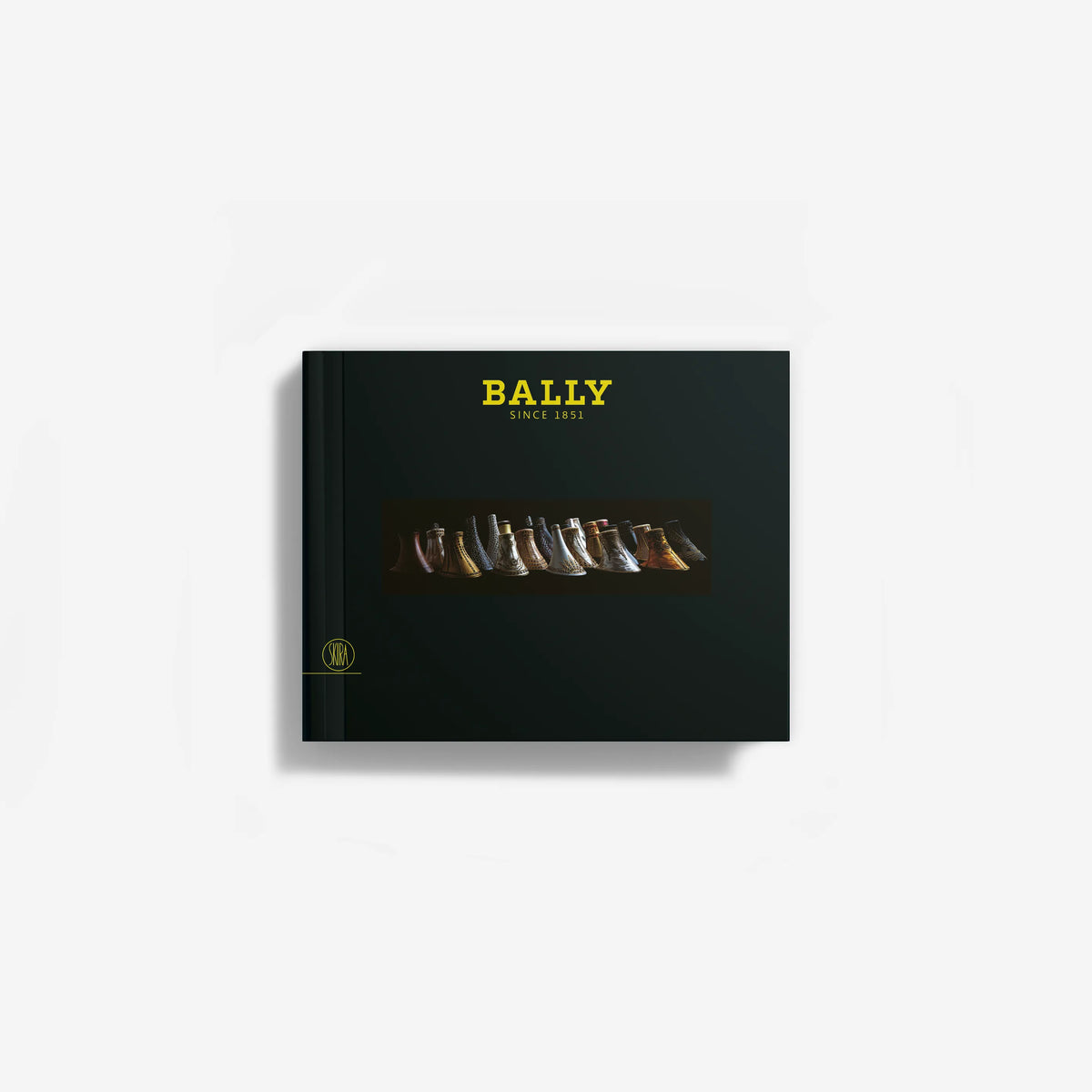 Bally black gift box with Bally logo and featured shoe silhouettes