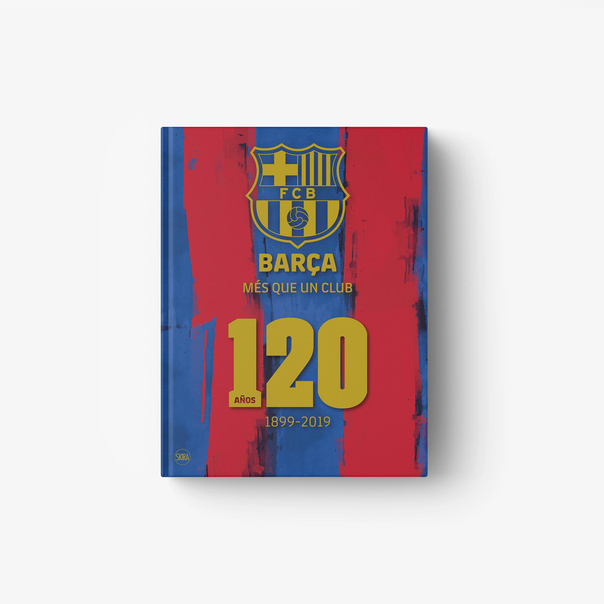 Barcelona anniversary book with FCB crest and large 120 years text on the cover