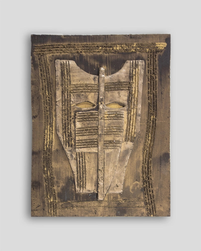 Terracotta painted sculpture by Skira Arte, Mimmo Paladino limited edition, with oxidised and glazed finish