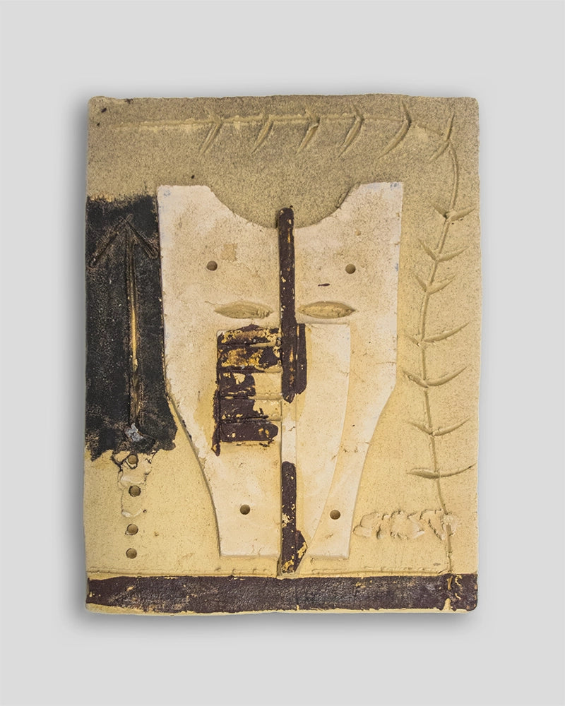 Terracotta dipainted sculpture by Mimmo Paladino for Skira Arte, limited edition with italian book, BE01 wall plaque