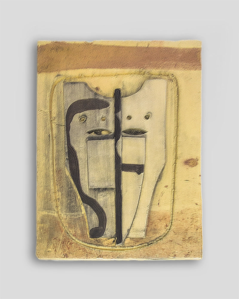 Limited edition Mimmo Paladino sculpture by Skira Arte in terracotta dipinta, with painted abstract door motif
