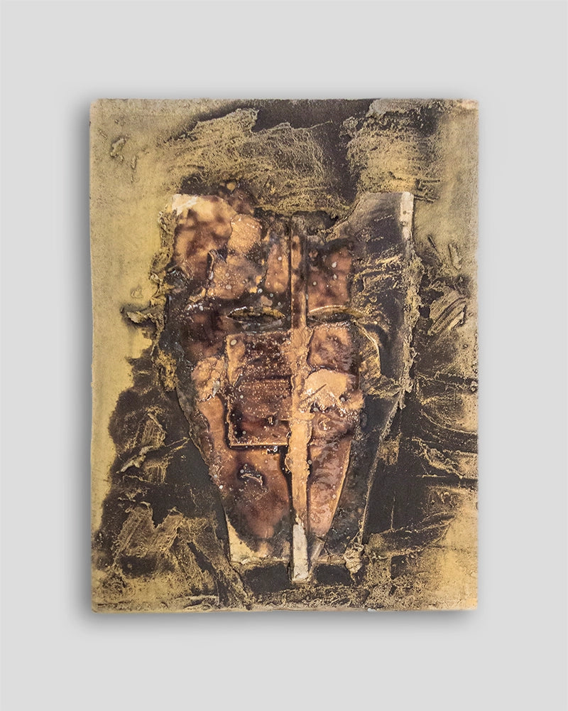 Mimmo Paladino limited edition terracotta dipinta by Skira Arte, abstract sculpture with painted patina finish