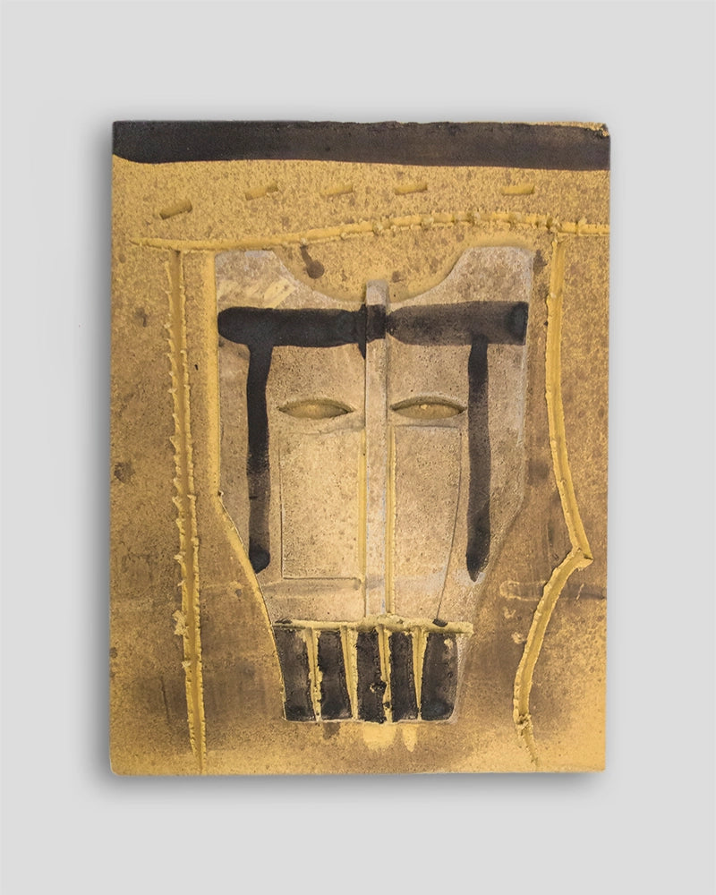 Mimmo Paladino limited edition sculpture by Skira Arte in painted terracotta, with black and gold face detail