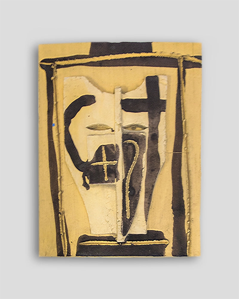 Limited edition Mimmo Paladino sculpture by Skira Arte in painted terracotta with cross and face motif