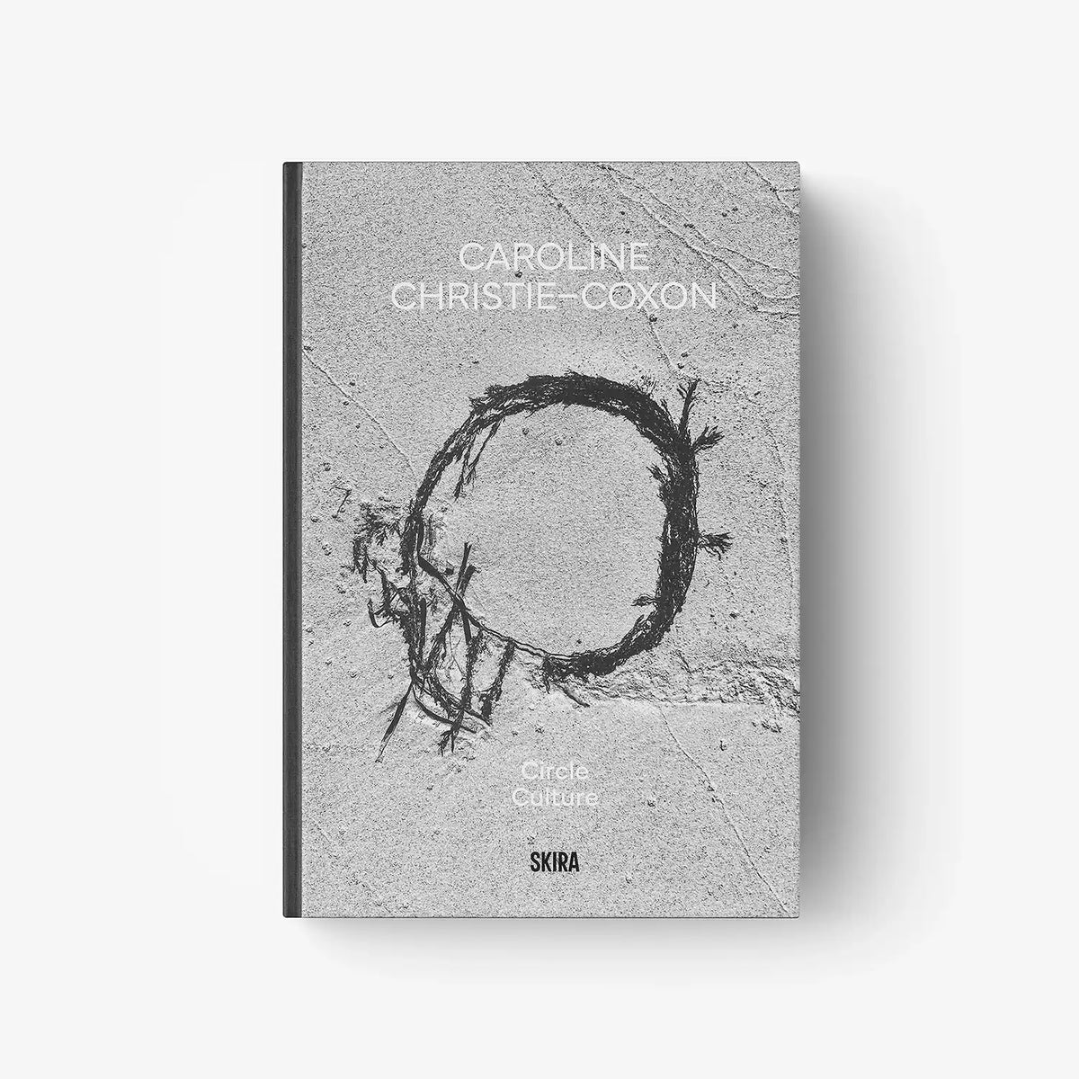 Circle Culture art book cover, gray with black circle artwork and Caroline Christie-Coxon text