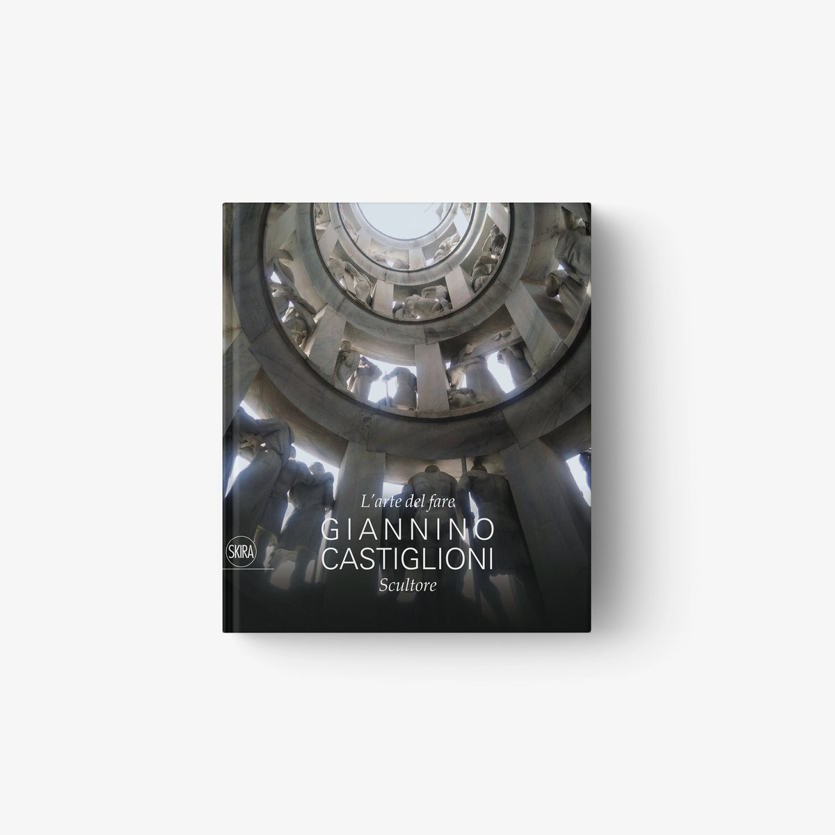 Art book cover with metallic abstract sculpture and Giannino Castiglioni title