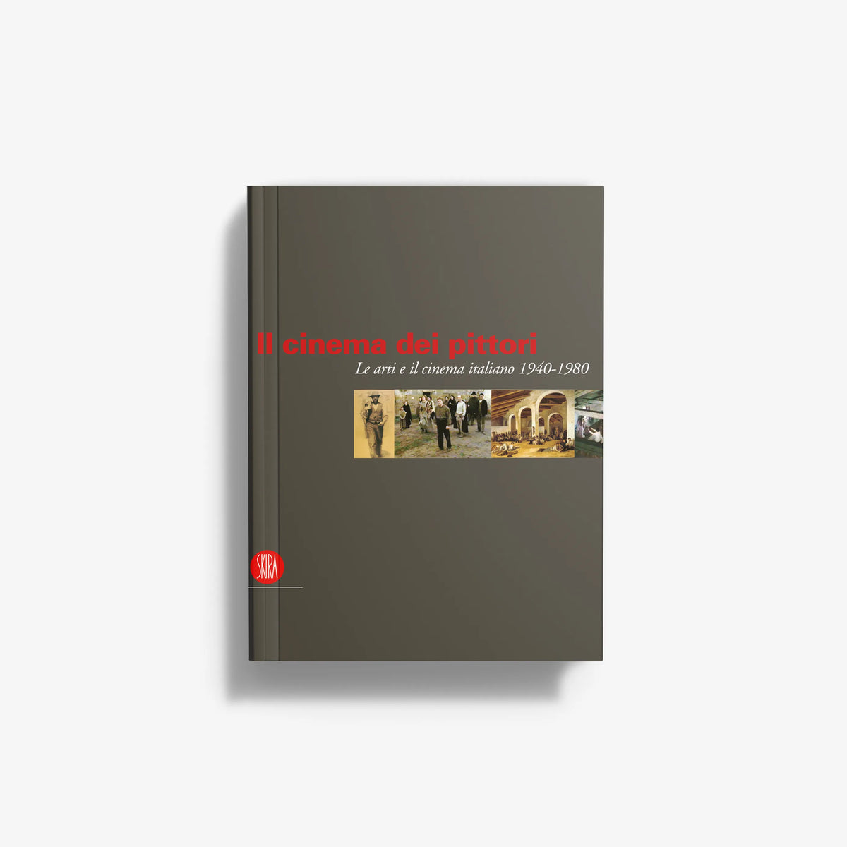 Dark green hardcover book with illustrated title panel and red accents