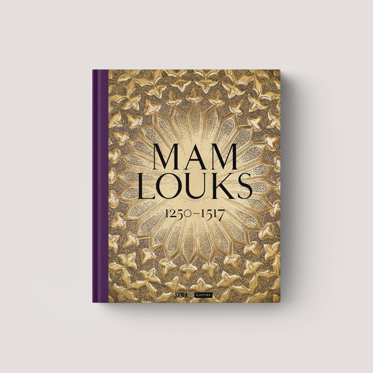 Mamluks book cover with gold ornate pattern, purple border, title 1250–1517
