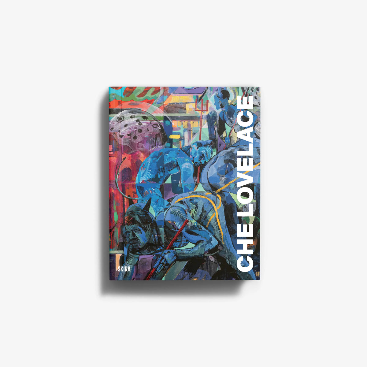Che Lovelace square art print, colorful graffiti collage with bold vertical lettering