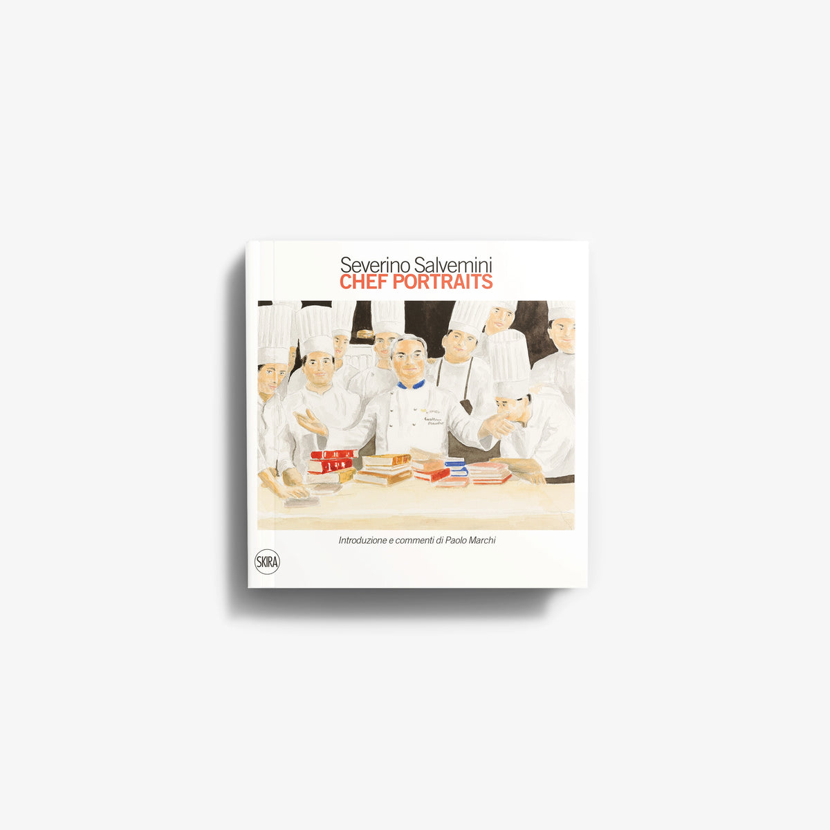 Chef portraits book by Skira Arte with illustrated chef portraits and Italian gastronomy interpreters
