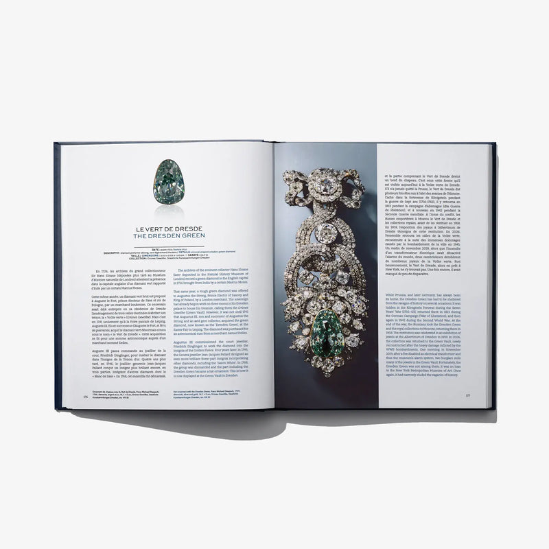 Diamonds of Golconda open book with ornate jeweled figure illustration