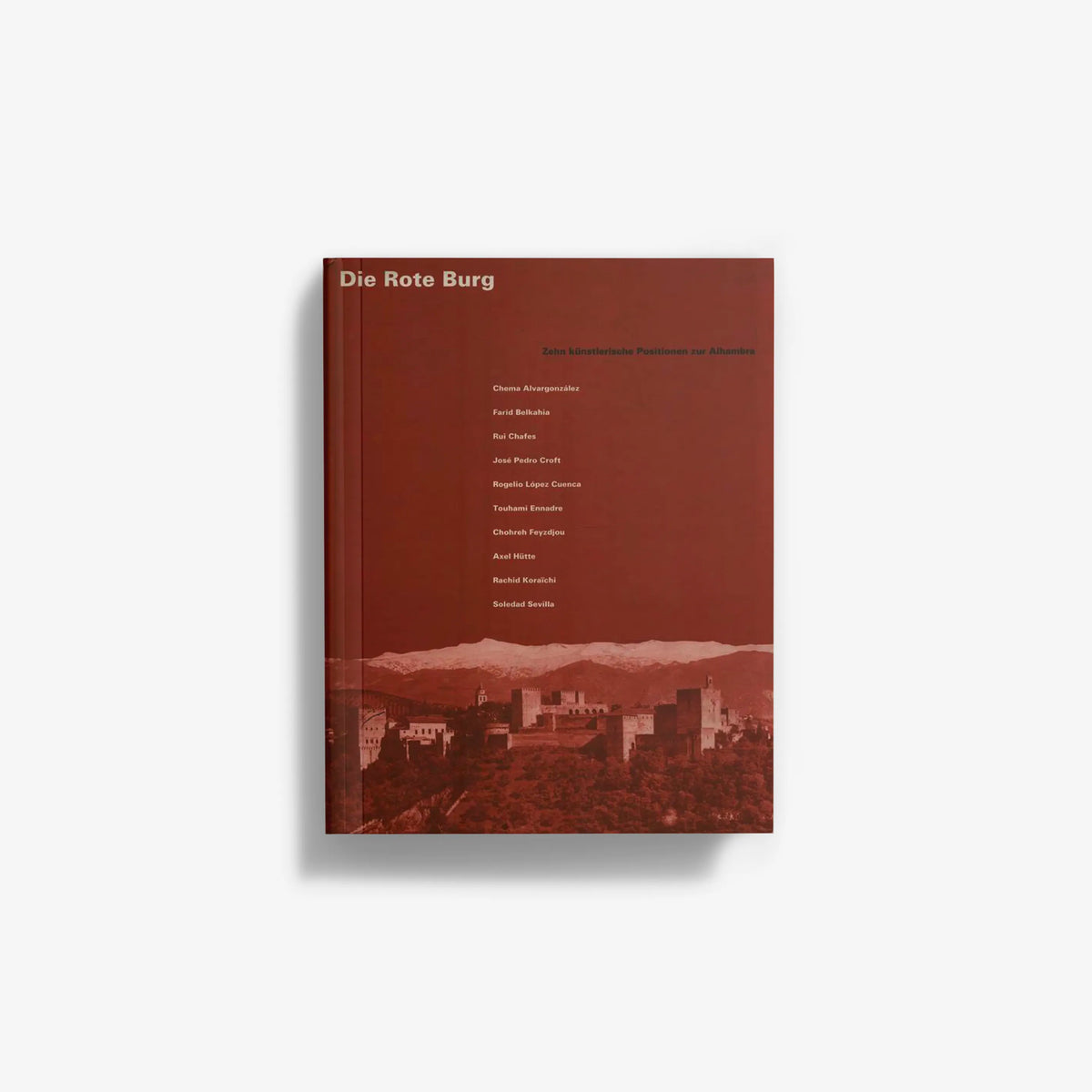 Contemporary art book in red with Skira Arte branding, exhibition catalogue for the Alhambra in Granada