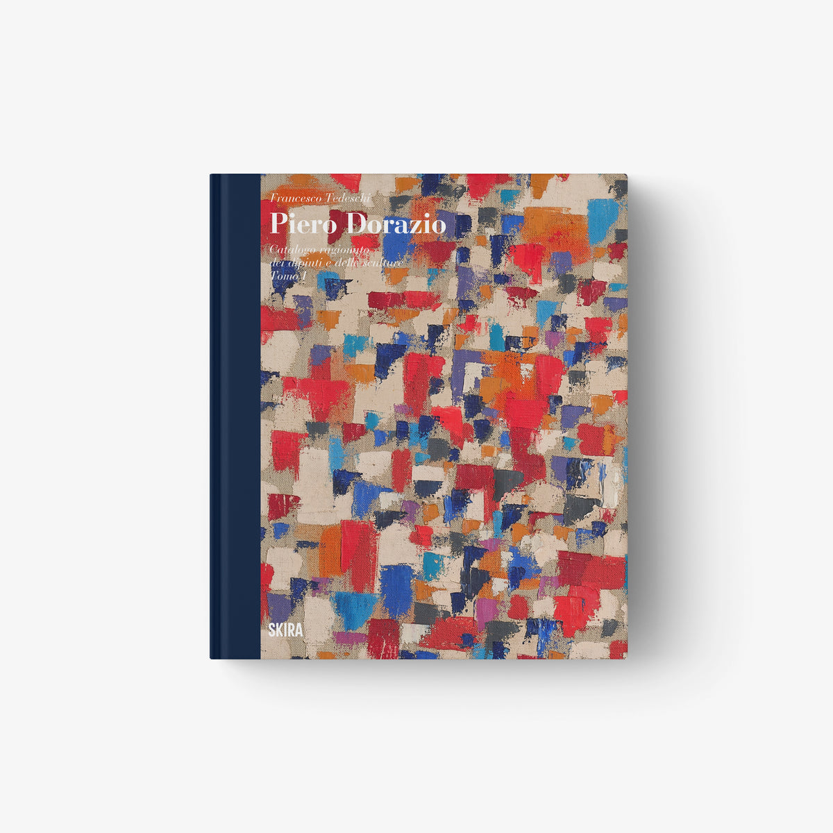 Hardcover catalogue book with colorful paint-block collage cover art, 'Piero Dorazio'