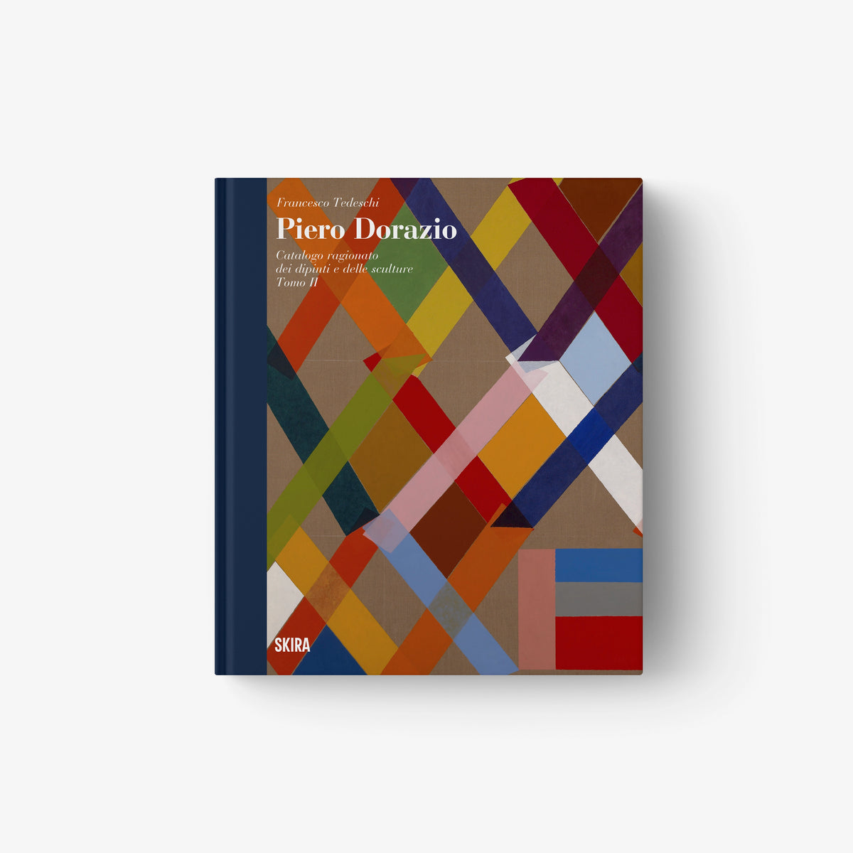 Hardcover catalogue book with multicolor abstract geometric cover art, 'Piero Dorazio'