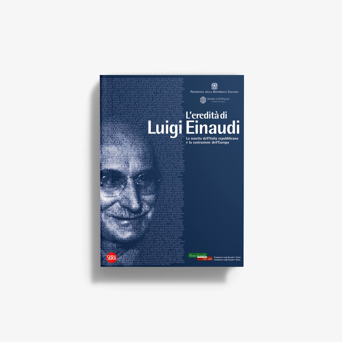 Blue Luigi Einaudi exhibition edition book with portrait cover
