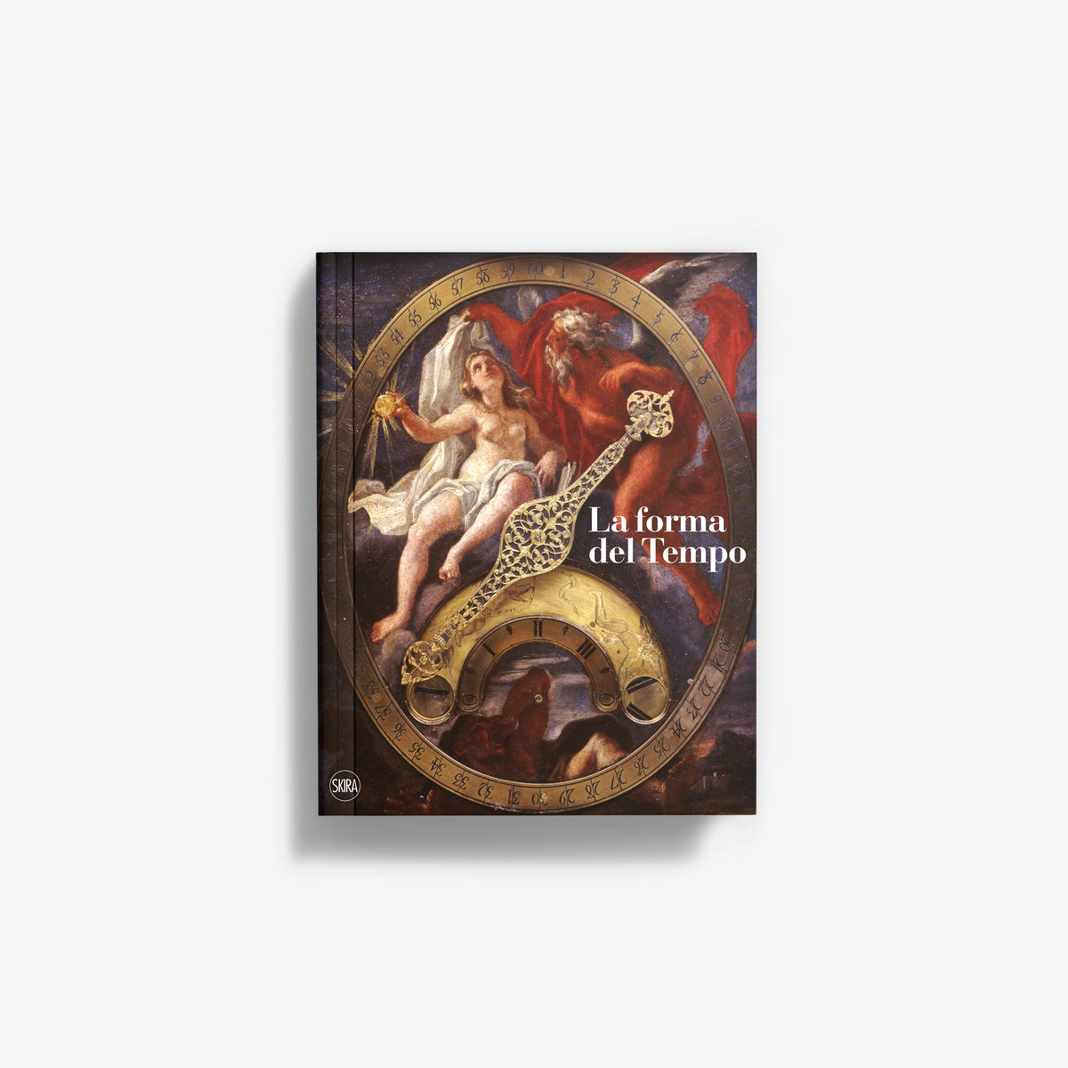 Framed art print with ornate gold circular design and two classical figures, dark background
