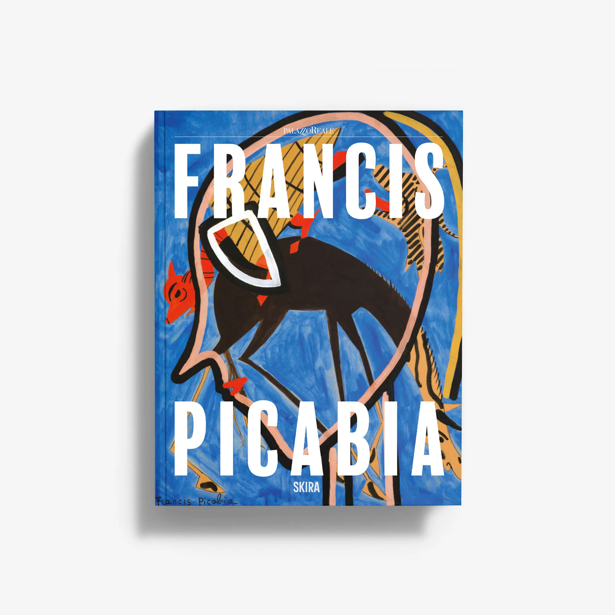 Blue Francis Picabia art book cover with stylized figure and bold white title text