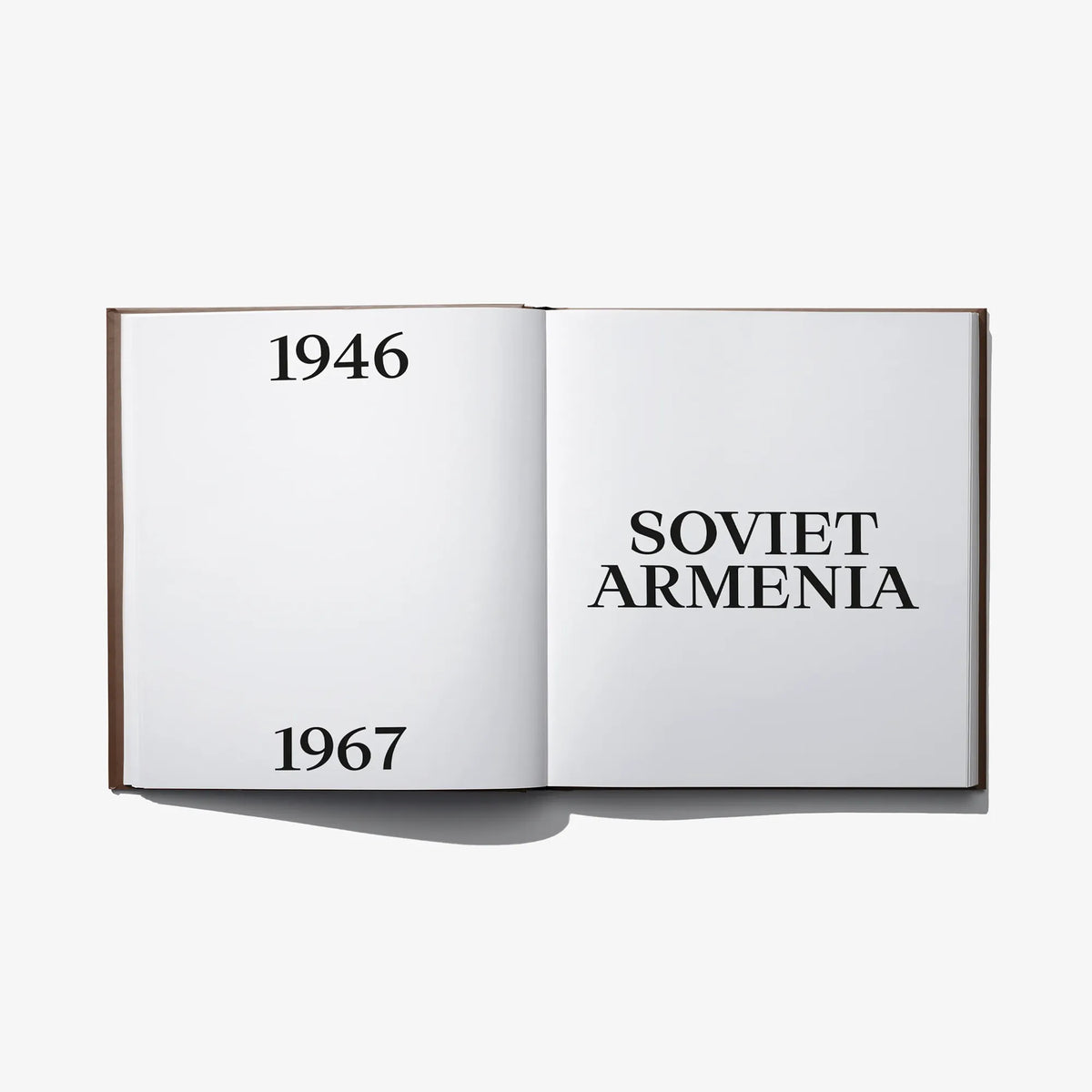 Open hardcover art book page spread showing 1946, 1967, and 'SOVIET ARMENIA'
