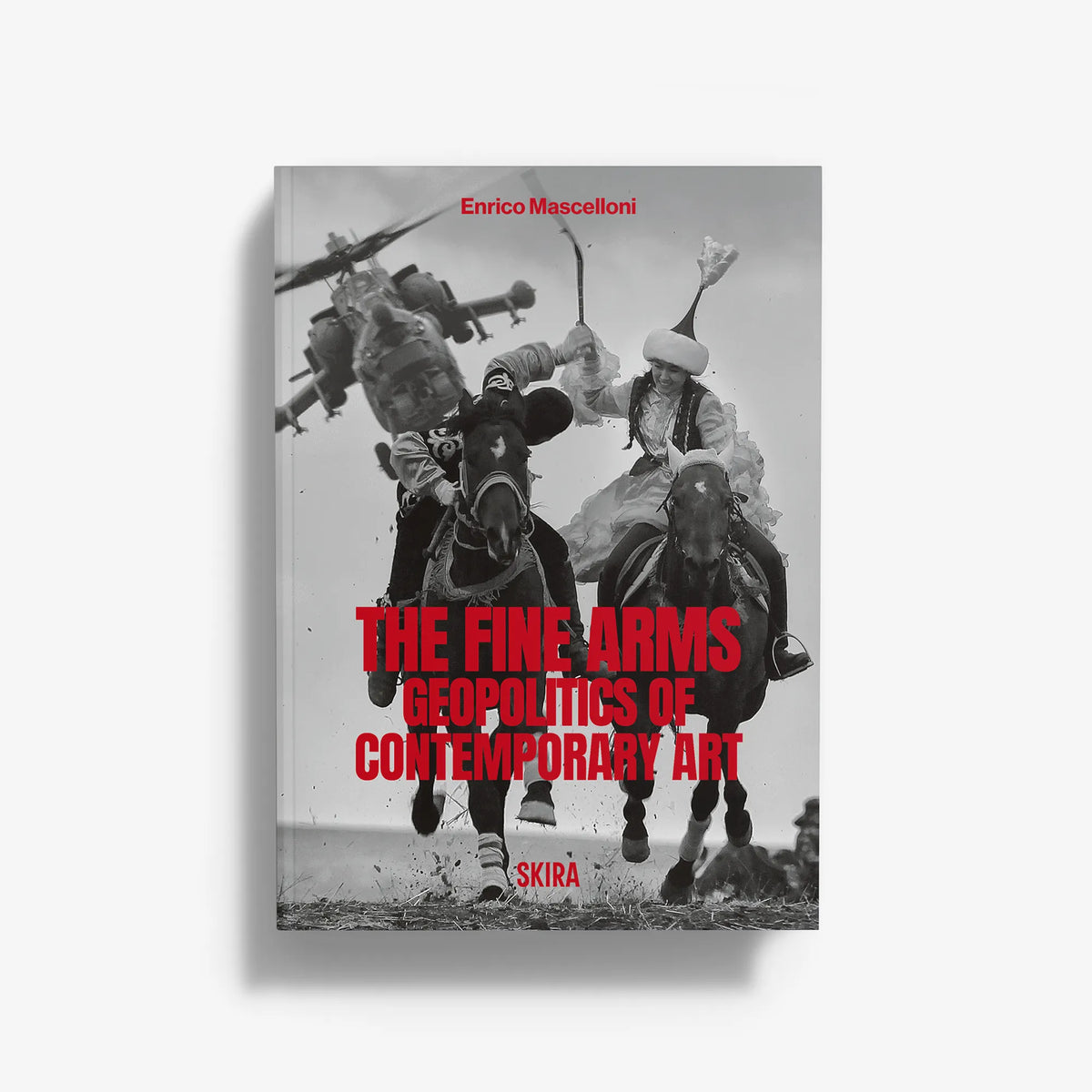 Hardcover book cover with red title over black-and-white action photo