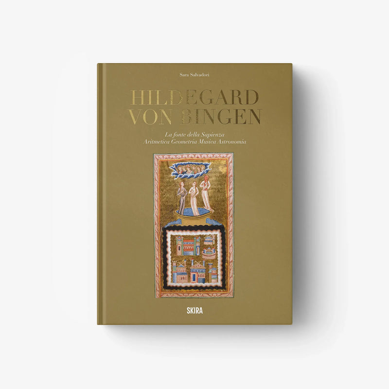 Hardcover book with olive-gold cover and illustrated Wisdom medallion