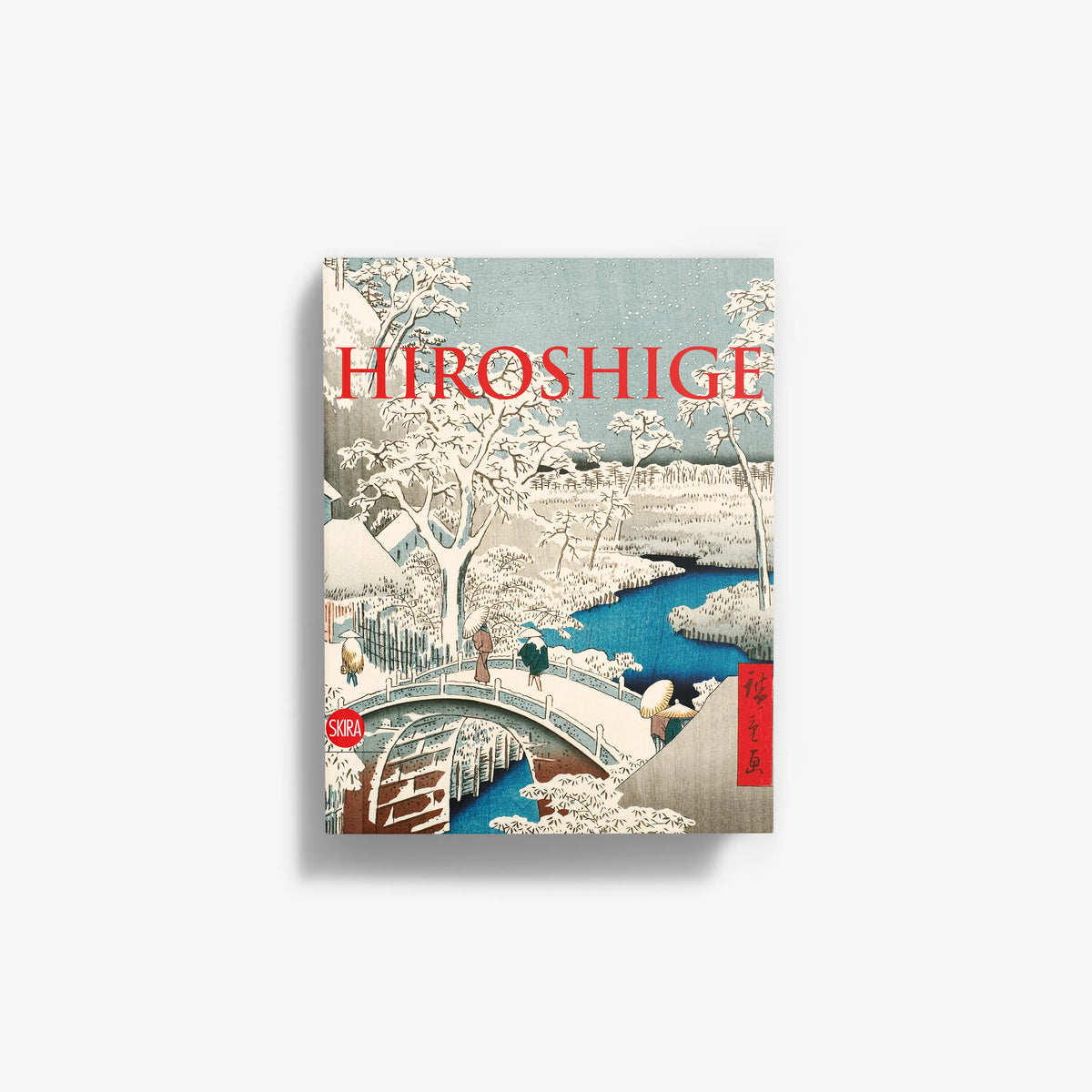 Japanese ukiyo-e landscape art print by Skira Arte with Floating World theme, featuring Hiroshige title text in red
