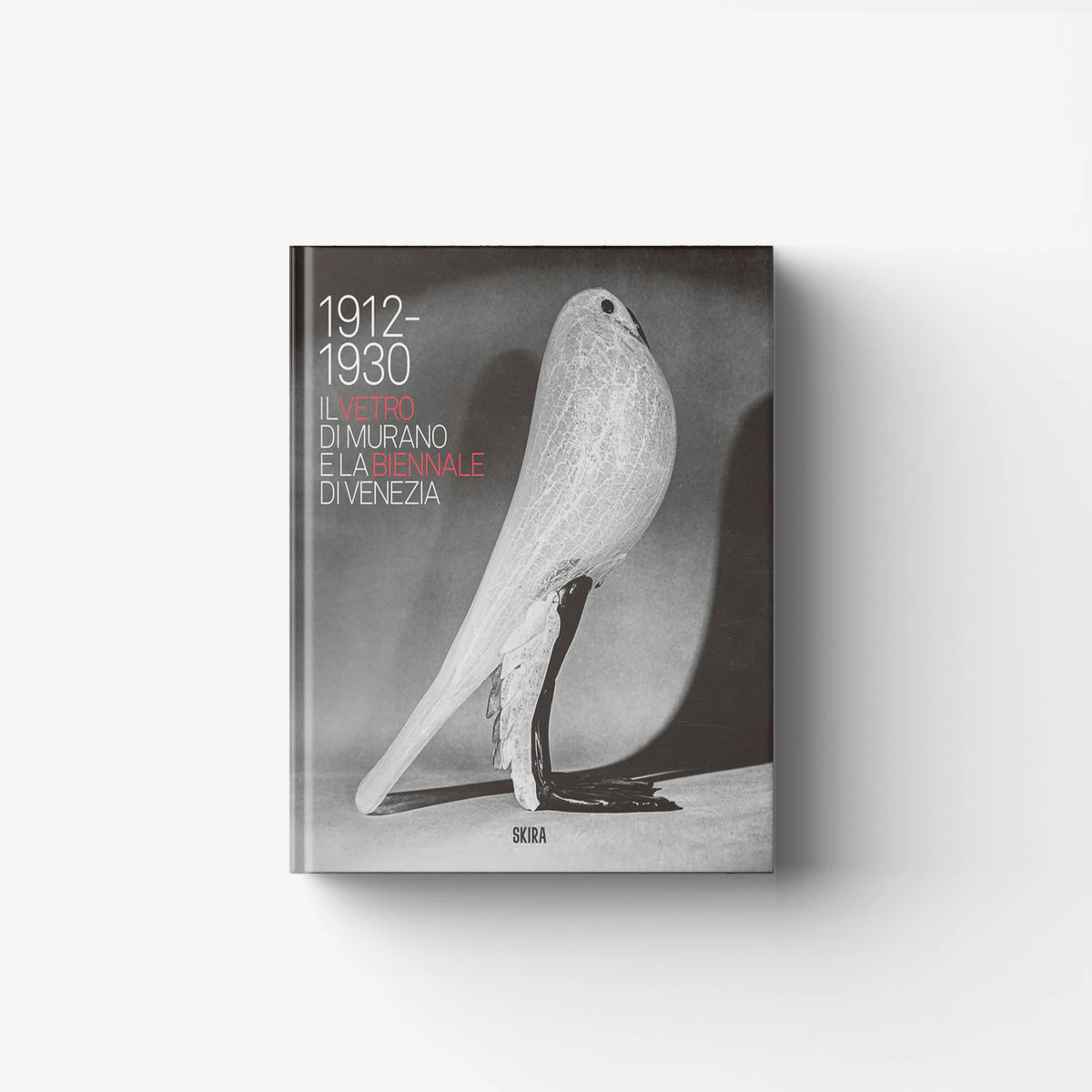 Art catalogue Skira Arte with Murano glass and Biennale of Venice, 1912-1930 period, showing a grey glass pendant