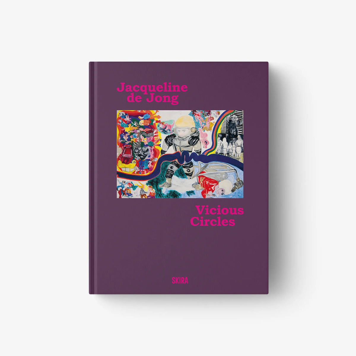 Hardcover art book with purple cover, multicolor collage, and title text 'Vicious Circles'.