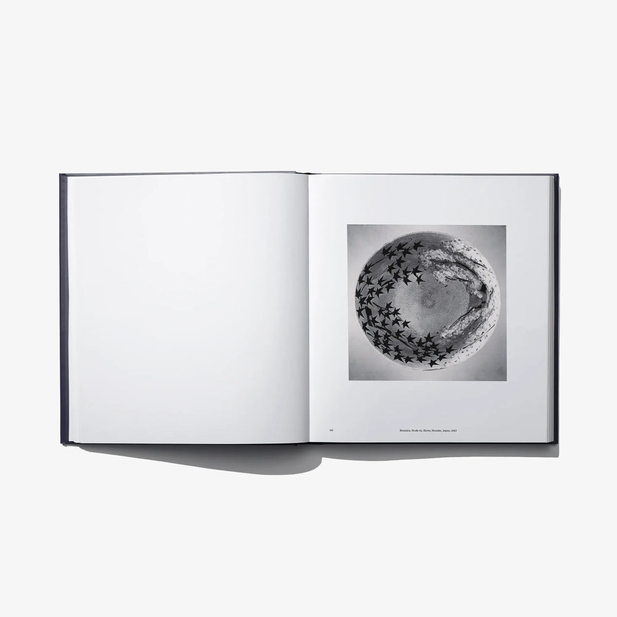 Open book “Constellation” with a black-and-white star pattern globe photo on right page.