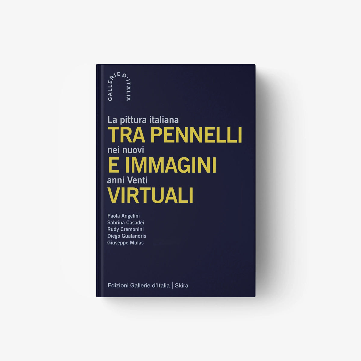 Art catalogue book in dark navy with yellow text, Skira Arte, volume illustrated for exhibition and research of 1920s Italy