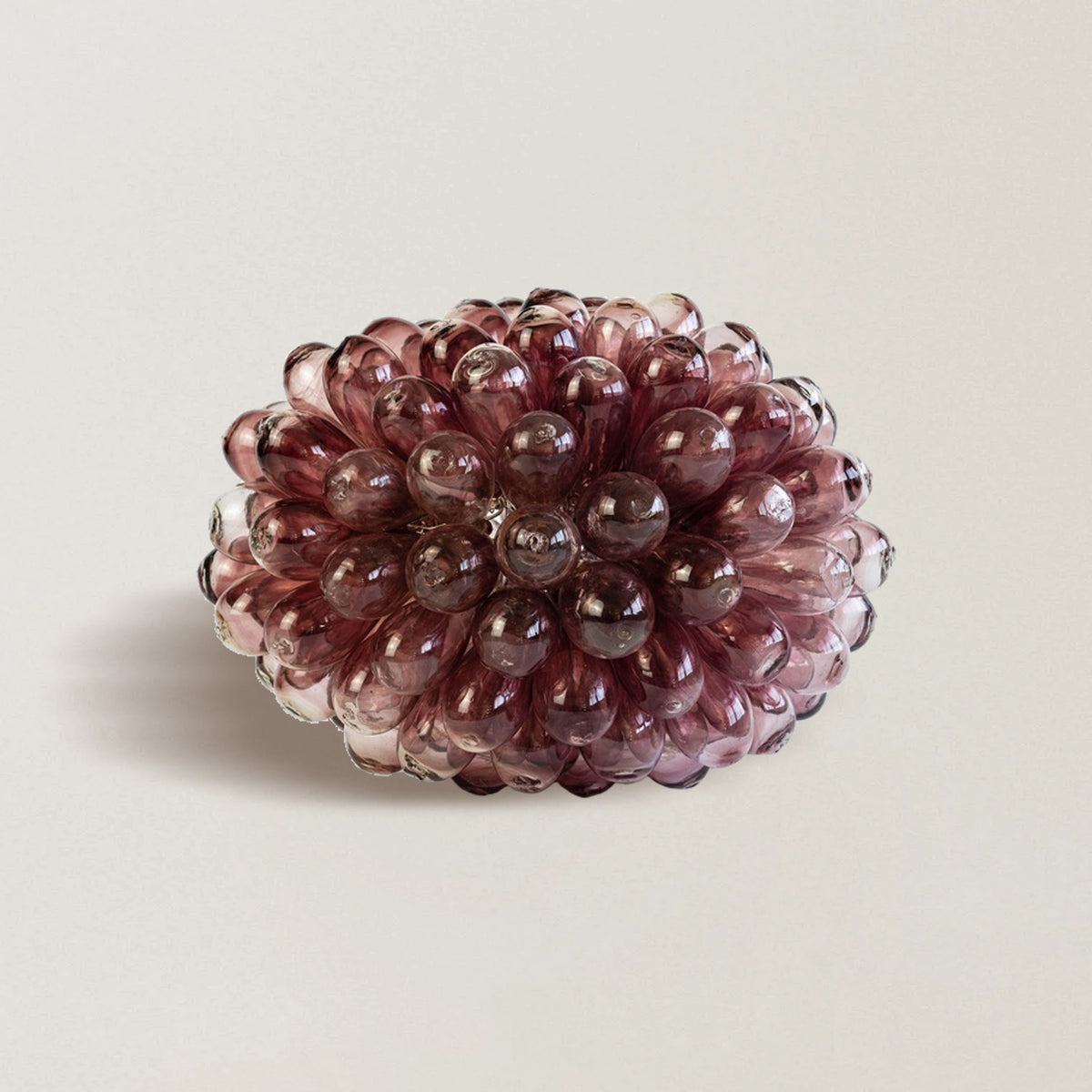 Small blown glass honeycomb lamp with burgundy clustered spheres