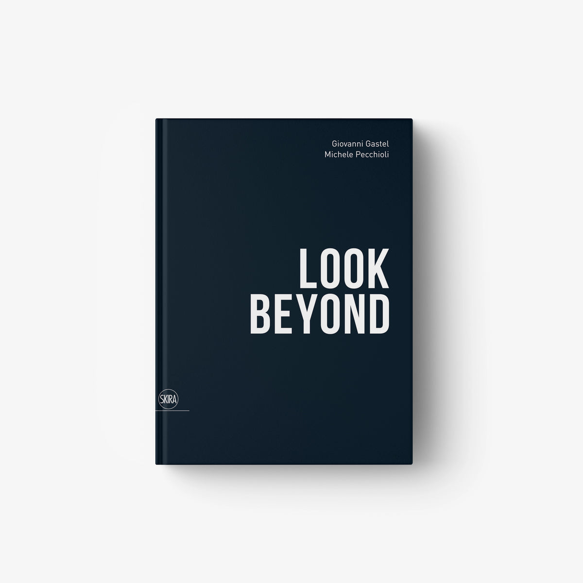 Dark blue book titled “Look Beyond” with white title text on cover