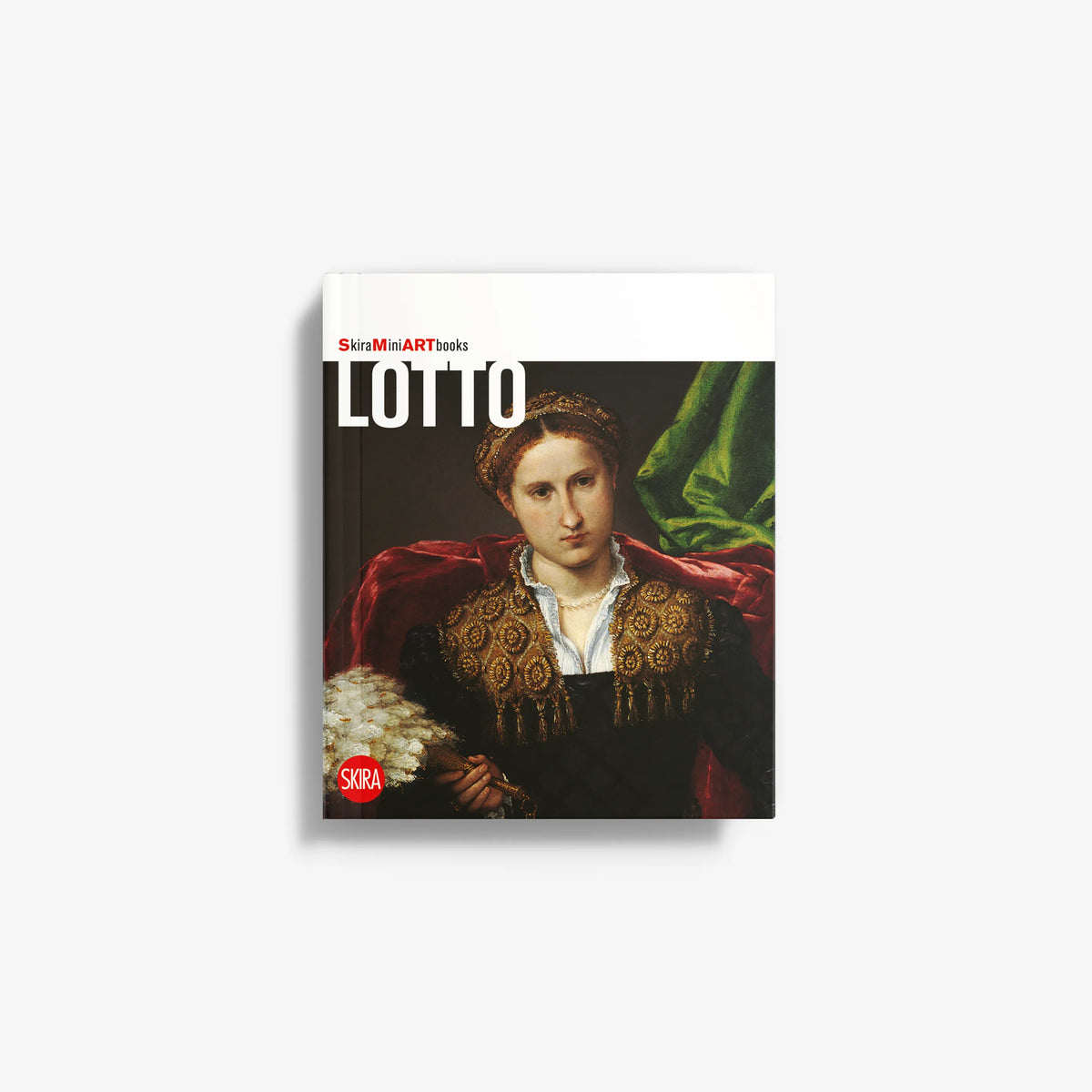 Art book with Renaissance portrait on cover, dark background and green sleeve