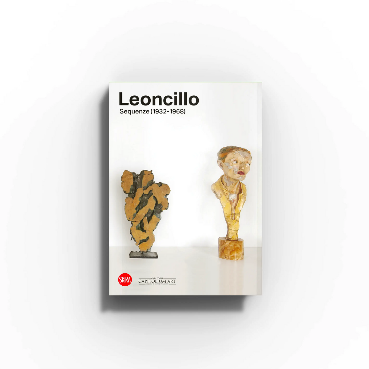 Contemporary art monograph Leoncillo by Skira Arte, white cover with sculptural figures and text, sequenze 1932 to 1968