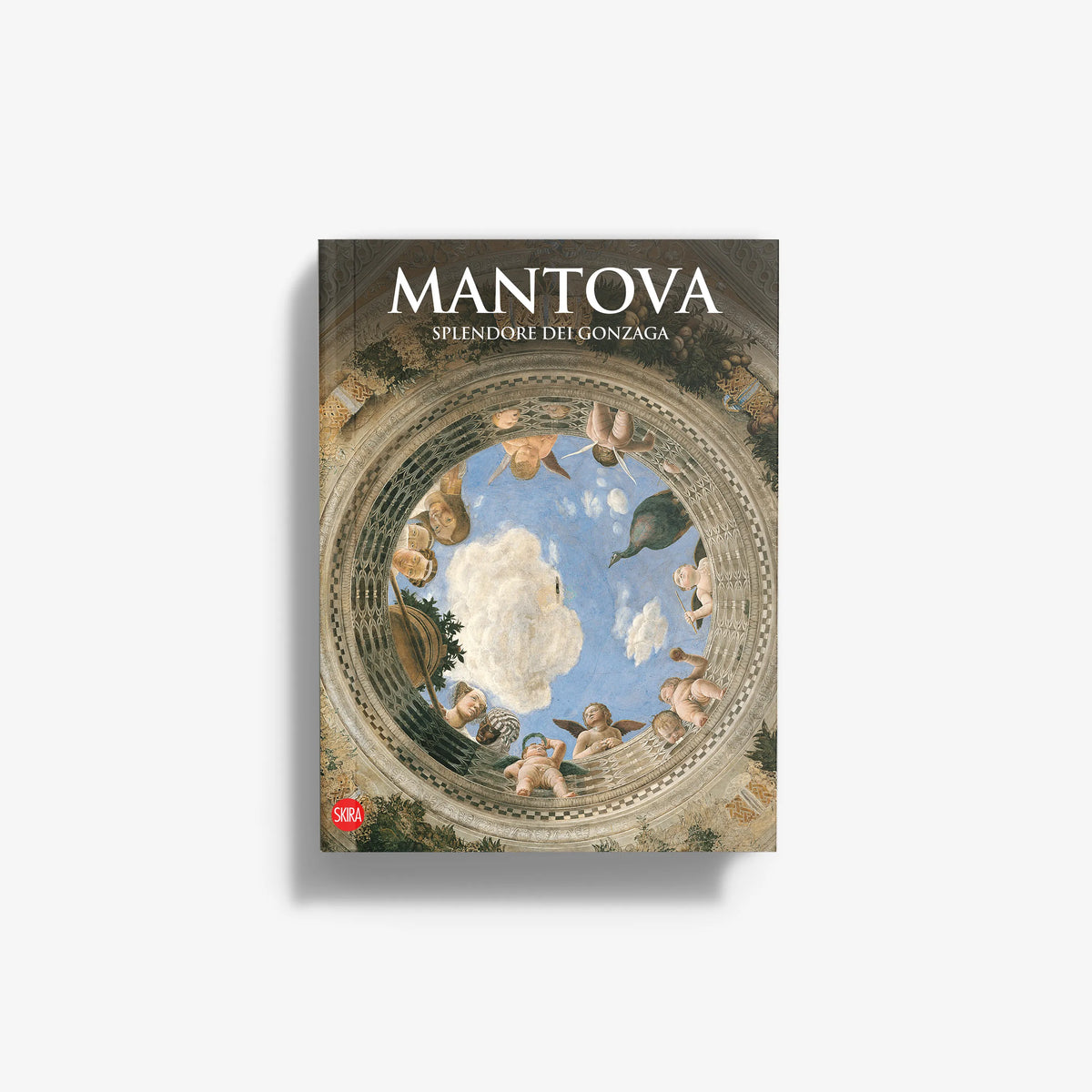 Art book in dark green and blue with ornate Renaissance ceiling scene, Skira Arte, Mantova Splendore dei Gonzaga