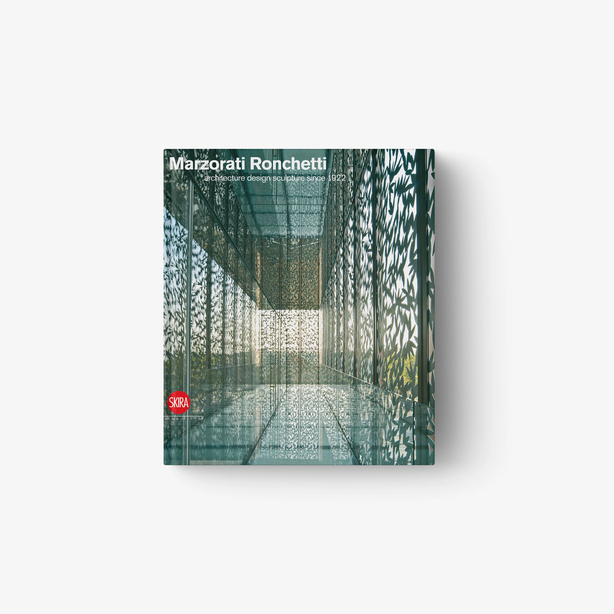 Square abstract wall art print with dark green and white architectural lines