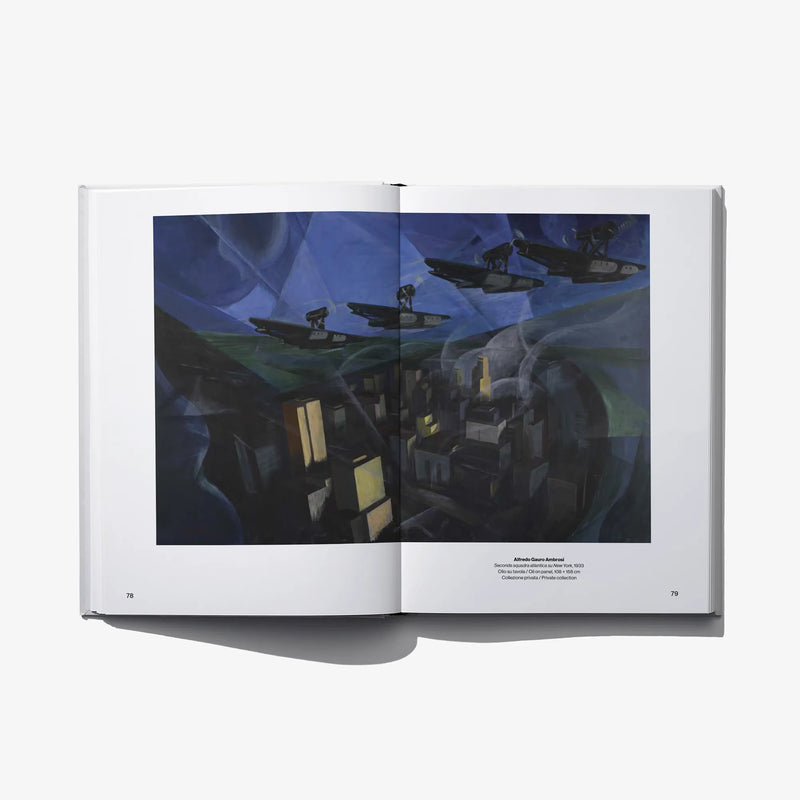 Convergences open spread with dark blue abstract scene and small caption text