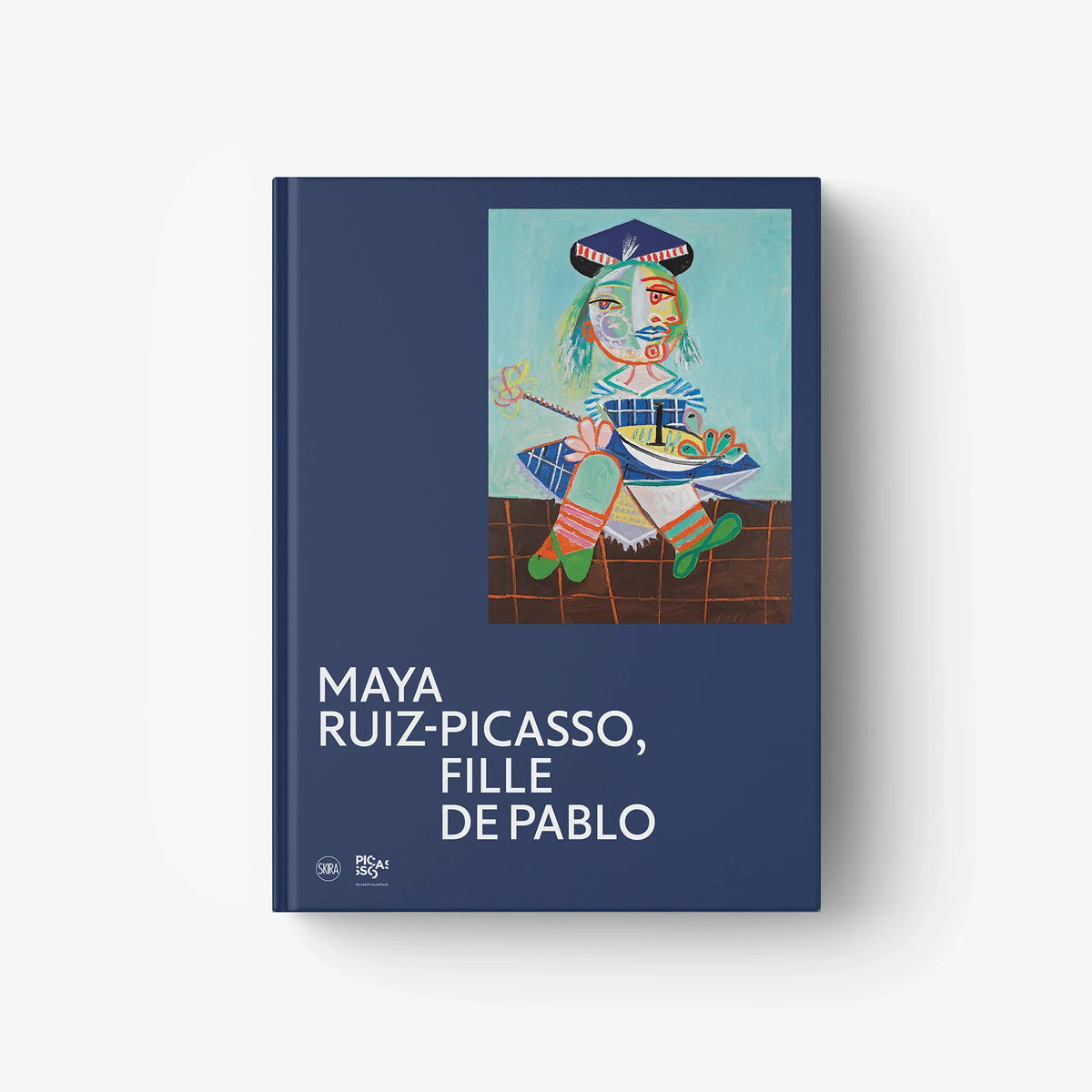 Blue art book with illustrated portrait cover